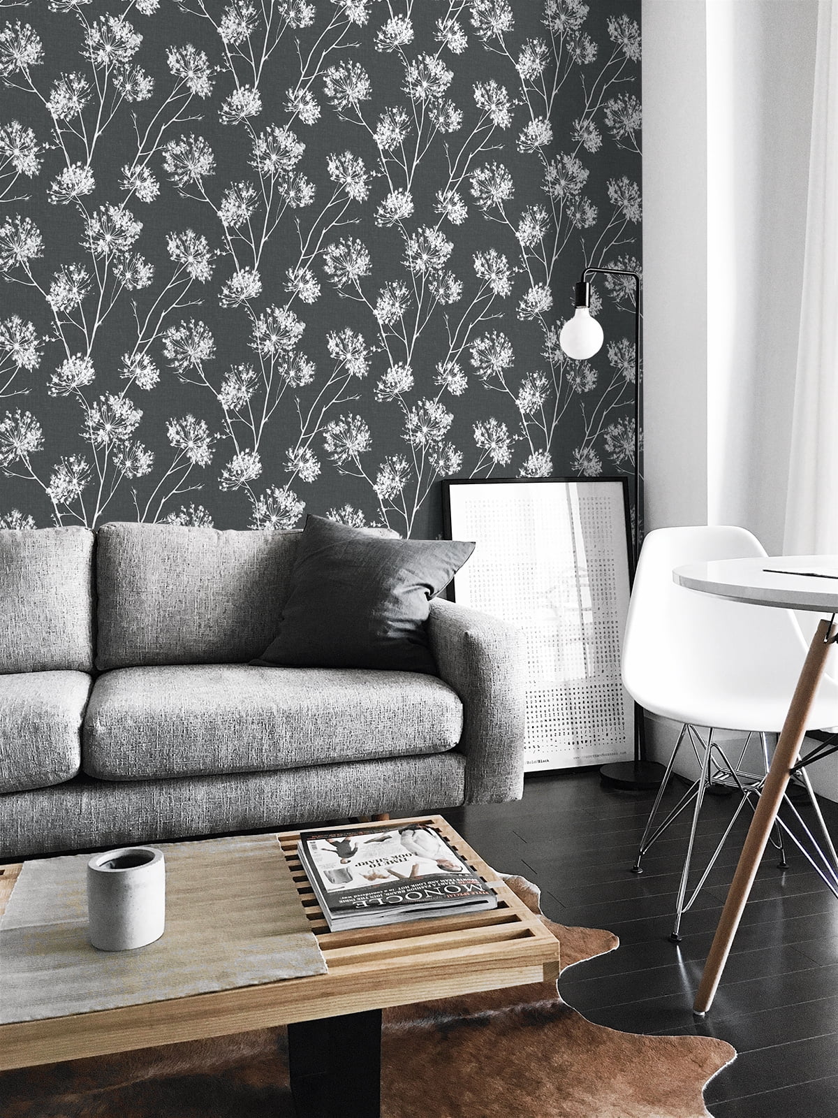 Seabrook Designs Charcoal One O'Clock Prepasted Wallpaper - 20.5 in. W x 33 ft. Roll