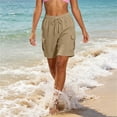 thumbnail image 5 of BUIGTTKLOP Women's Bermuda Shorts Waffle Knit Wide Leg Cargo Knee Length Shorts Elastic Waist Casual SweatShorts with Pockets, 5 of 8