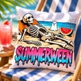 thumbnail image 4 of Summerween Halloween Pillow Cover 18 X 18 Inch Linen Throw Pillow Cover Pink Spooky Skeleton Print for Home Bedroom Living Room Outdoor Party Halloween Decor 1 Pack, 4 of 6