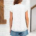 thumbnail image 4 of Wyobmus Women Ruffle Cap Sleeve Shirts Summer Eyelet Tops Dressy Casual V Neck Business Shirts Lace Embroidered Flowy Blouses S-2X White, 4 of 5