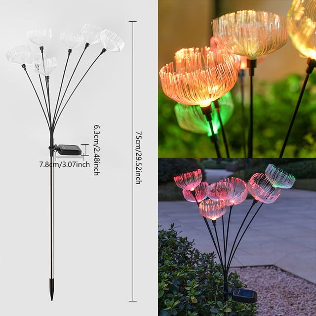 Las luces decorativas solares duran hasta 12 horas para jardín, césped, patio, estanque, patio trasero (C-2PCS)