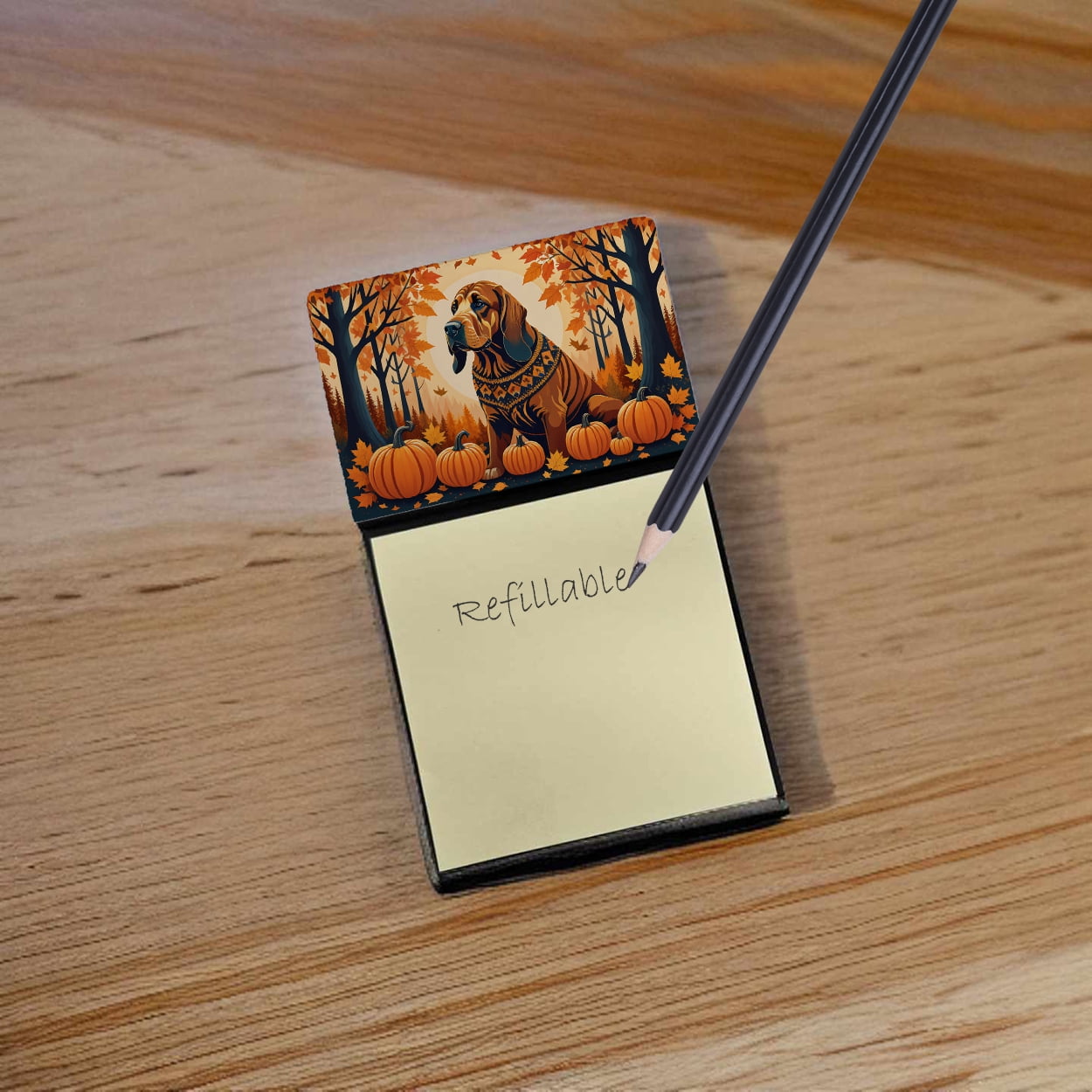 Bloodhound Fall Sticky Note Holder 3.25 in x 5.25 in