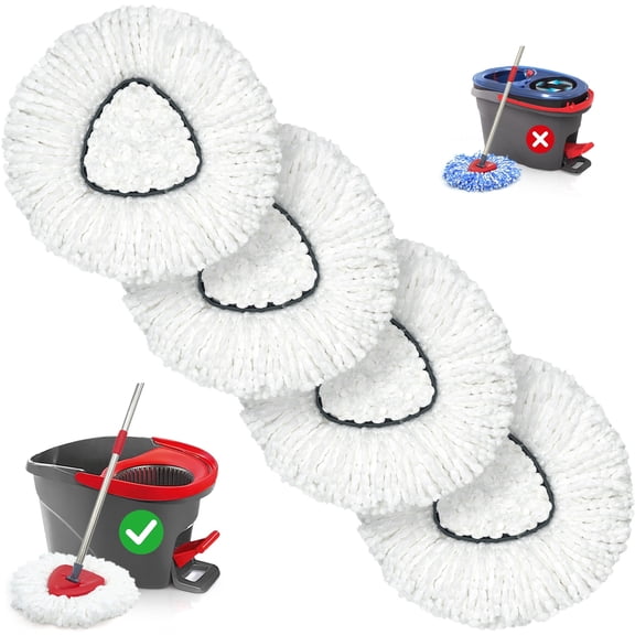 TidyBliss Spin Mop Replace Head 4 Pack for EasyWring 1 Tank System
