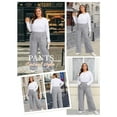 thumbnail image 2 of LANREMON Womens Plus Size Ribbed Loose Wide Leg Pants with Pockets Casual Lounge Pants High Waisted Palazzo Trousers, 2 of 7