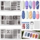 thumbnail image 1 of Set de 3 placas para estampar uñas con textura de celosía, plantilla para estampar uñas con diseño de cuadros y rombos, incluye raspador., 1 of 9