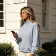 thumbnail image 5 of Dwellite Womens Oversized Sweatshirt Crewneck Sweater Casual Fall Comfort Workout Gym Lounge Wear Winter Loose Fit Shirts Gray L, 5 of 5