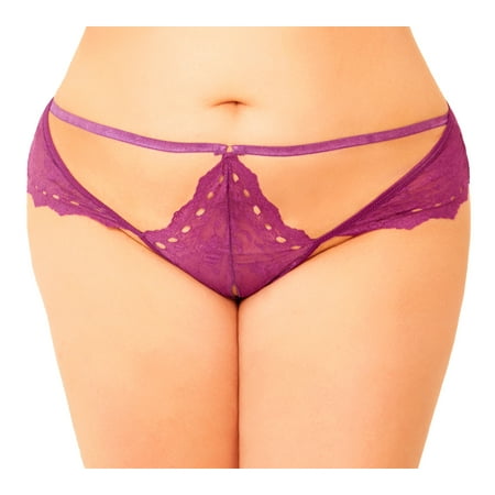 

Lacy Line Sexy Strappy Crotchless Plus Size Thong With Cutouts