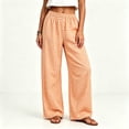 thumbnail image 7 of Womens Gingham Wide Leg Pants Button Elastic High Waisted with Pockets Business Casual Orange M, 7 of 7
