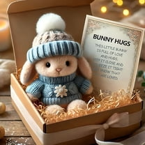 BESTSKY Mini Bunny Hugs Cute Easter Gift,Easter Bunny Plush Pocket Hug Rabbit with Knitted Hat,Emotional Support Stuffed Animal,Gift for Bunny Lovers