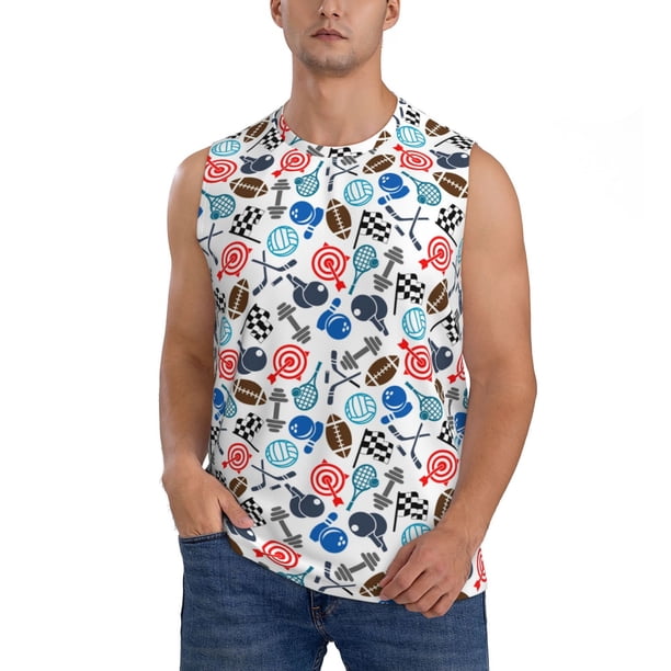 Fotbe Sport Items Men's Camiseta sin Mangas Estampada para Hombres, Playera Casual para Gimnasio, Entrenamiento, Playa-Medium