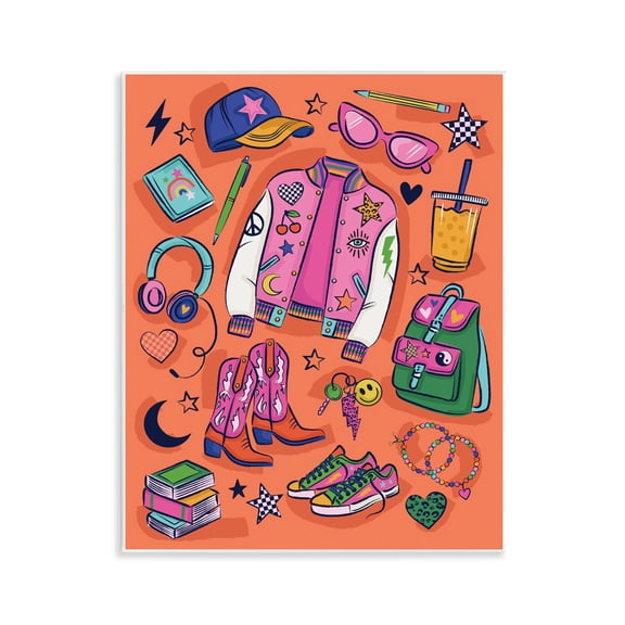 Stupell Industries Bright Fashion School Essentials Fashion Painting Unframed Art Print Wall Art, 11 x 14