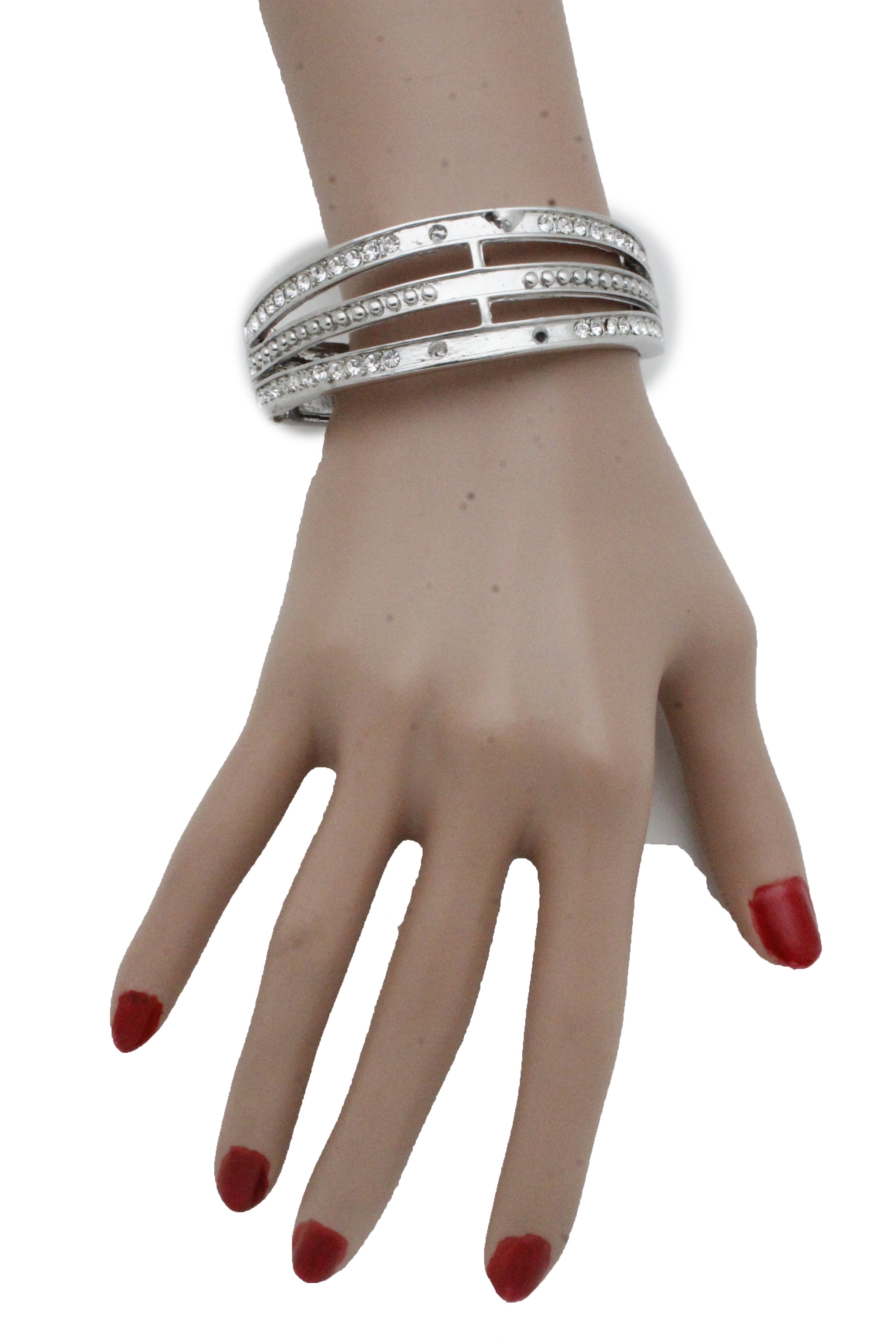 Fashion Adjustable Infinite Crystal Cuff Silver Bracelet Jewelry Women Bangle 