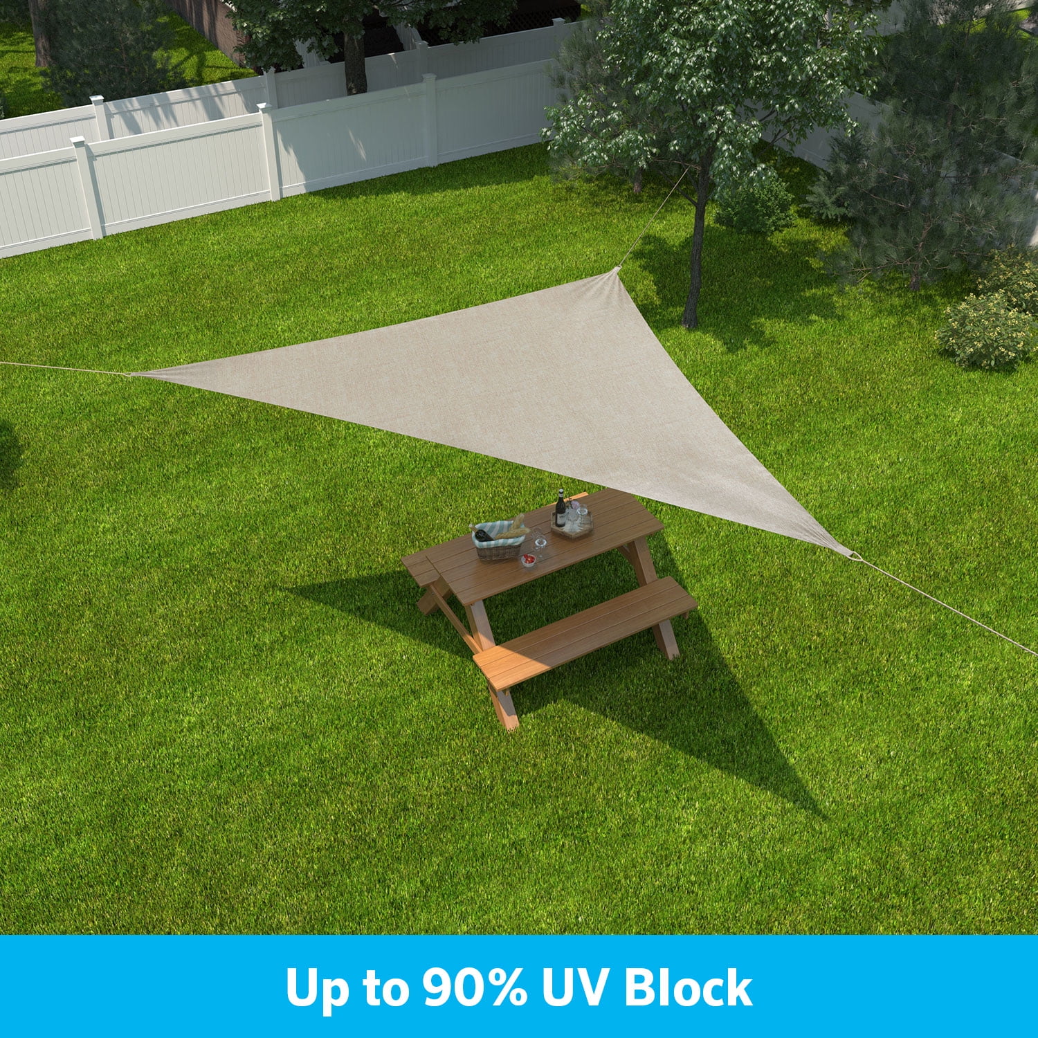 Coolaroo Ready to Hang Outdoor Sun Shade Sail Triangle 90% UV Block Protection for Backyard, Garden, Patio, Playground, 11'10" Triangle, Riverstone