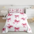 thumbnail image 3 of Homewish Cute Cartoon Bowtie Queen Comforter Set,Kawaii Bow Ribbon Bedding Sets,White Pink Bedding Comforter Set For Girls Kids,Super Cozy Room Decor Reversible,3pcs, 3 of 9