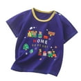 thumbnail image 3 of Boys T Shirts Kids Toddler Boys Summer Cartoon Excavator Airplane Dinosaur Print Cotton Short Sleeve T Shirts Toddler T Shirts Dark Blue 18 Months-24 Months, 3 of 3