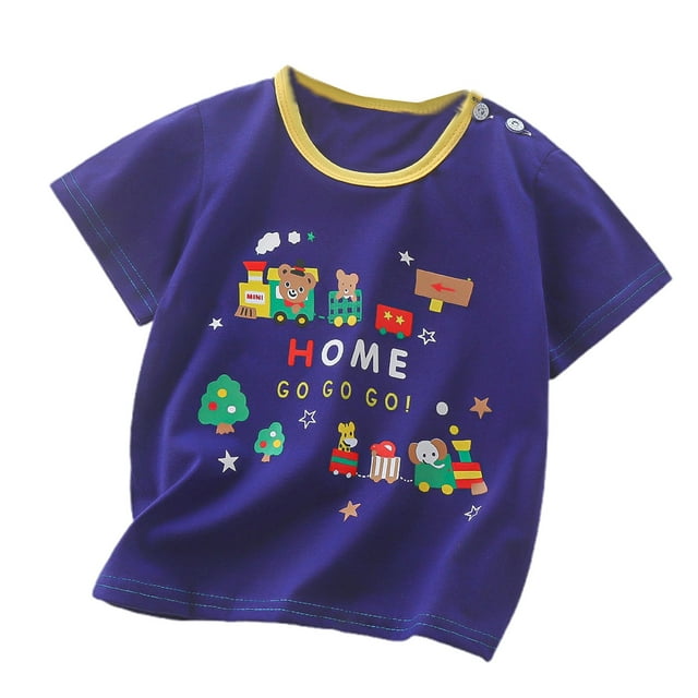 MEZZALL T-Shirts à Manches Courtes Col Rond Dessin Animé pour Filles Garçons Hauts Doux pour Usage Quotidien 5-6 Ans