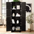 thumbnail image 3 of 72.4" Tall Freestanding Wooden Pantry - 8 Doors, 4 Shelves - Vintage Design for Living, Kitchen, Dining & Office in Black, 3 of 7