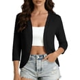 thumbnail image 2 of Stamzod Cropped Cardigan for Women Casual Lightweight 3/4 Sleeve Shrug Cardigans Open Front Elegant Bolero Shrugs for Dresses Black L, 2 of 10