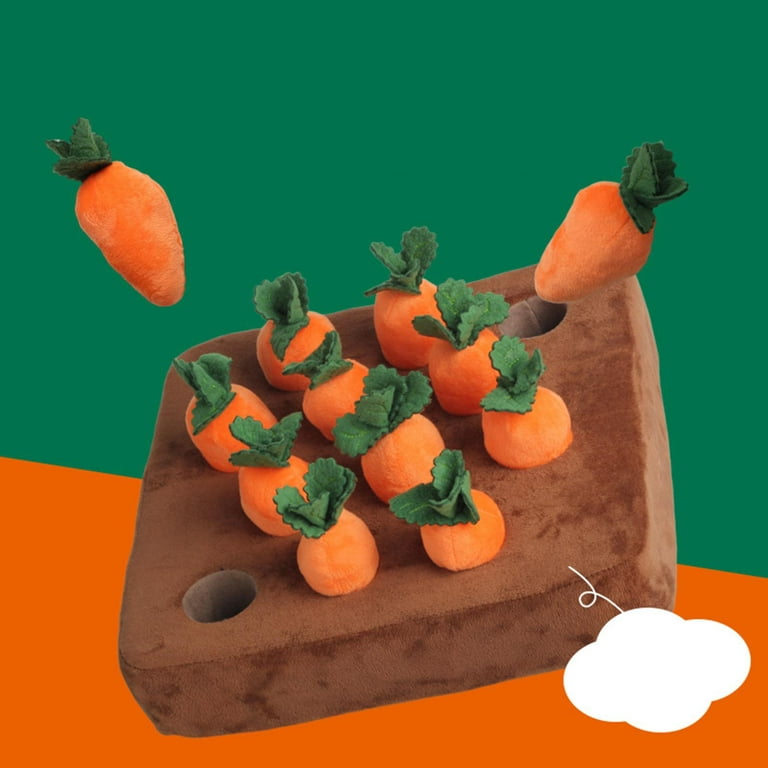 dog Carrot Plush Toy Interactive Toy Pulling Carrots Vegetable Fruit  Training