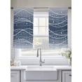 thumbnail image 4 of Navy Blue Ombre Sheer Curtains 45 Inch Length 2 Panels Set, Modern Abstract Striped Polka Dots Voile Window Treatment Rod Pocket Small Kitchen Curtains Drapes for Bedroom 52"x45"x2, 4 of 6