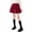 E220-Red, variant on hengsof Kids Solid Pleated Skirt with Built In Shorts, Elastic Waist Academic Style A Line Skirt, School Uniform Skirt for Children Size 5-15 Years