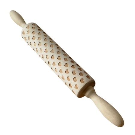 

Wooden Rolling Pin Rose Flower Embossed Engraved Carved Rolling Pin