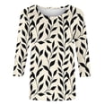 thumbnail image 4 of Tops de Verano 3/4 Mangas para las Mujeres 2025 Moda Impresa Camiseta Blusa Cuello Redondo Casual Primavera Y Verano Top Mujeres Tops de Verano Casual, 4 of 5