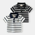 thumbnail image 2 of MXIEZI Toddler Boys Striped Cotton Shirt 1-8 Years Old Lapel T-Shirts Soft Half-Sleeved Baby Tees for Summer Comfortable and Stylish Tops for Kids, 2 of 9