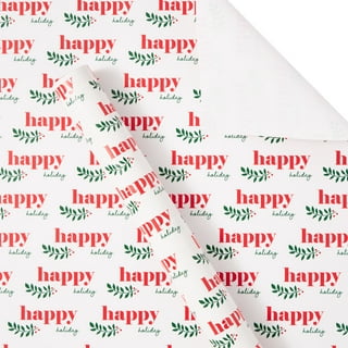 Birthday Wrapping Paper with Cut Lines - 3 Large Sheets Red Happy Birthday  Gift Wrap Paper - 27 x 39.4 inch