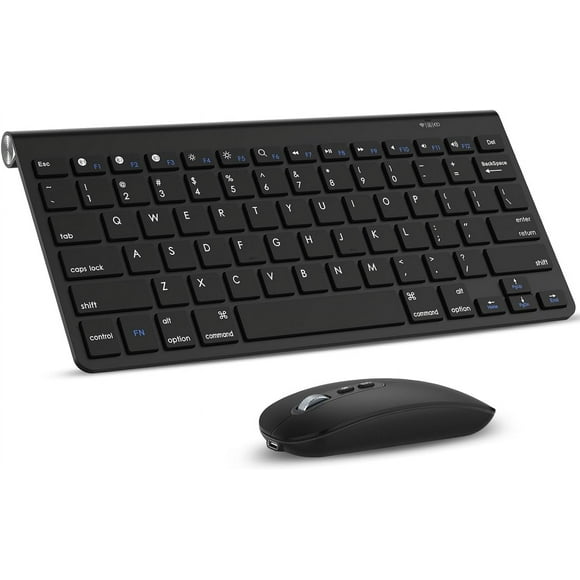 shiyou-Wireless Bluetooth Keyboard and Mouse, Mini Rechargeable Bluetooth Mouse and Slim Bluetooth Keyboard Comes with Two AAA Battery, Quiet Keyboard and Mouse for Laptop/Pc/Mac/iPad/Tablet (Black)