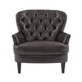 thumbnail image 3 of IVV Mid-Century Vintage Accent Chairs, PU Leather Upholstered Living Room Armchair w/ Button Tufted Back, Nailhead Trim and Solid Wood Legs for Bedroom/Office/Cafe (Dark Brown), 3 of 9