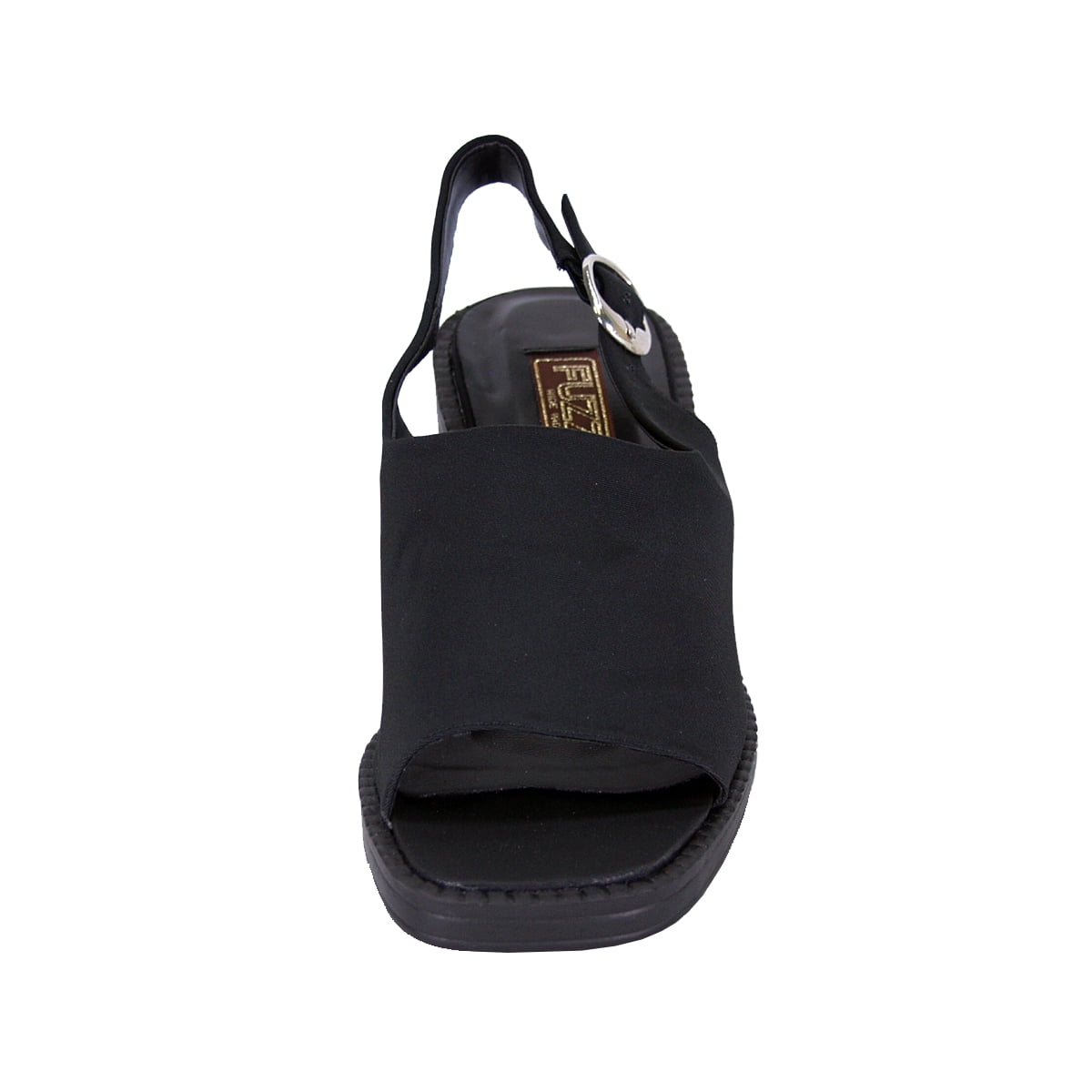 FUZZY Darby Women's Wide Width Elegant Comfort Heeled Slingback Sandals BLACK 8