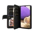 thumbnail image 2 of Zipper Wallet Case for Samsung Galaxy A32 5G Large Capacity Card Slots Holder Magnet Clasp Cover, Luxury PU Leather Anti-Shock Flip Folio Case with Kickstand Wrist Strap Handbag Protective Case,Black, 2 of 8