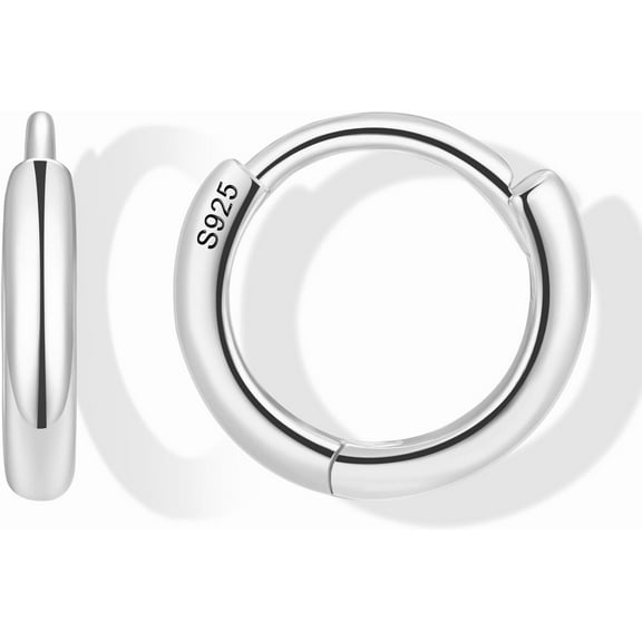 925 Sterling Silver Small Huggie Hoop Earrings for Women, Hypoallergenic Dainty Hoops for Women