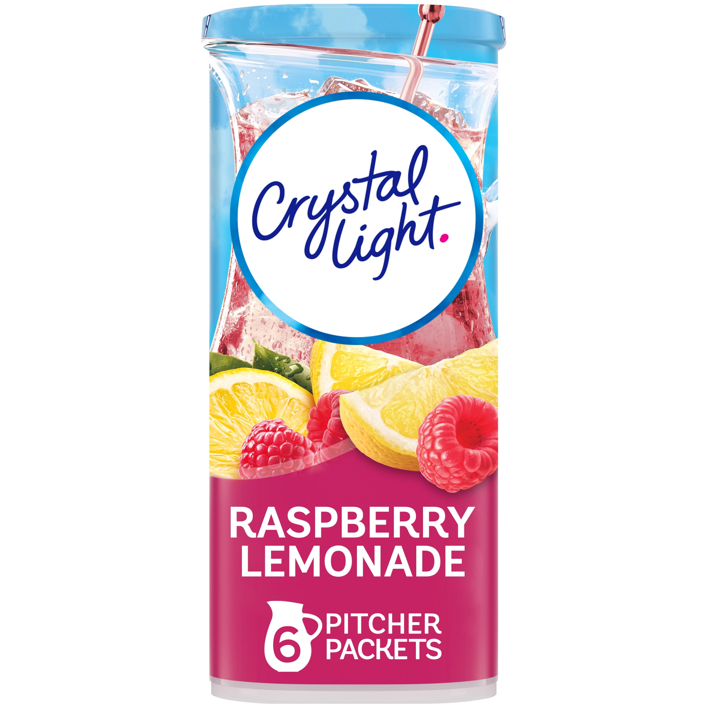 Crystal Light Raspberry Lemonade Artificially Flavored Powdered Drink Mix, 6 ct Pitcher Packets