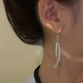 thumbnail image 3 of mtvxesu Earrings Rhinestone Powder White Cat's Eye Stone Rhinestone Geometric Diamond Pendant Earrings Temperament Net Red Ear Sale, 3 of 8
