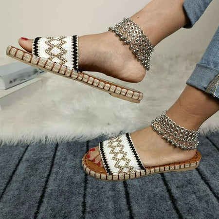 

Fjofpr Slippers for Women Women Printing Flat Open Toe Slippers Shoes Comfy Sandals Casual Comfortable Beach Sandals Hot