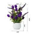 thumbnail image 4 of Enova Home Mixed Artificial Silk Tulip Flowers in White Ceramic Pot (Purple), 4 of 4