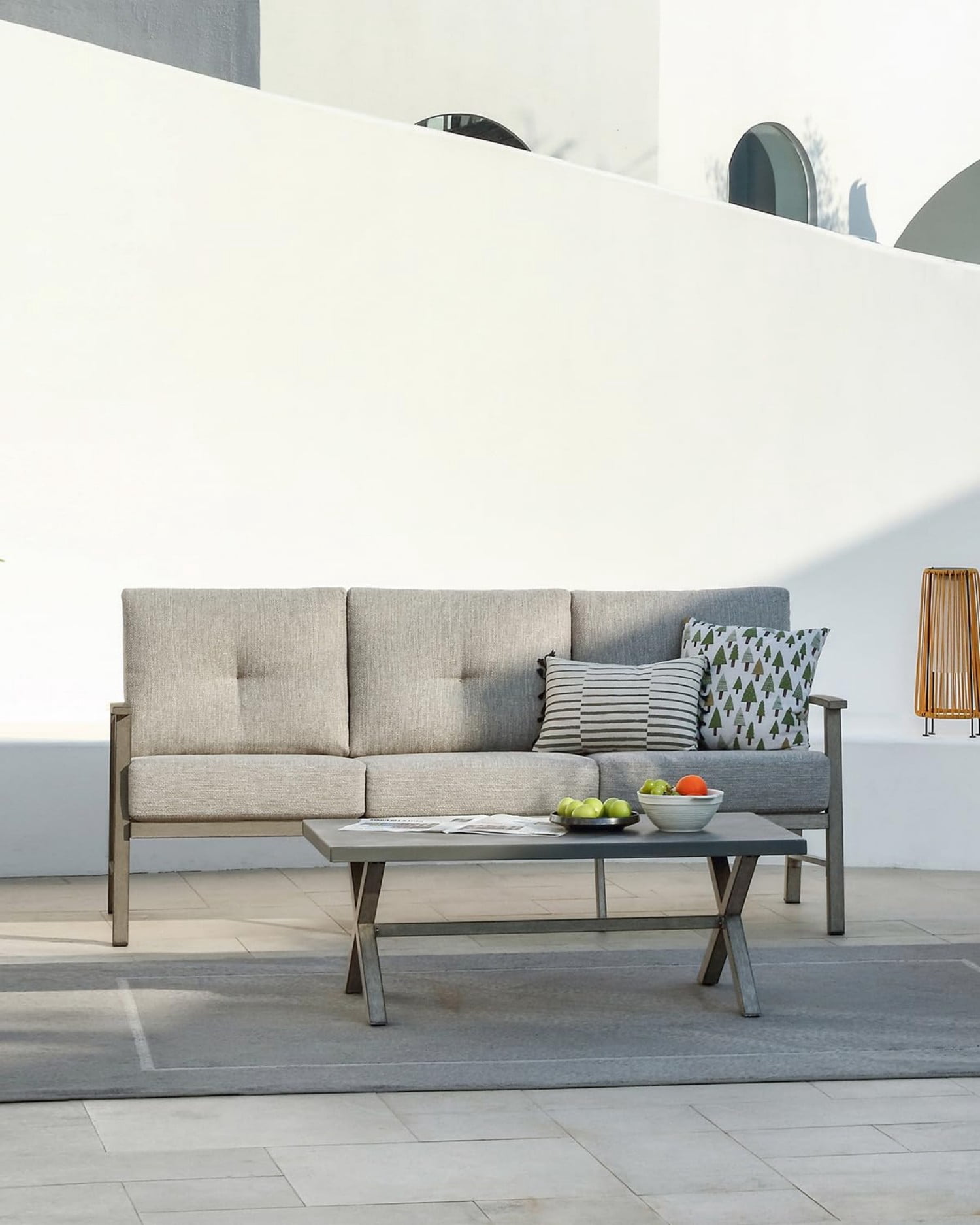 3-Seater Outdoor Patio Sofa, Aluminum Outdoor Couch with 5.9" Thick Cushions, All-Weather Patio Furniture Sofa for Backyard, Balcony, Poolside, Lawn, Dark Gray
