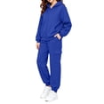thumbnail image 7 of PInxai Kids Sweatsuits Casual Workout Sets Zip up Hooded Long Sleeve Sweatshirts Joggers with Pockets Unisex Clothing,Blue,160, 7 of 7