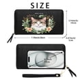 thumbnail image 2 of GEEAD Slim Zippered Purse with Wrist Strap Removable Wrist Strap for Women Cat Black Background Floral Wreath Portable Change Foreskin Clip Zipper Coin Pocket, 2 of 10