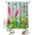 thumbnail image 2 of Easter Shower Curtains for Bathroom Spring Bunny Eggs Fabric Shower Curtain with Hooks, Rustic Wood Shower Curtain Set, Teal Bathroom Curtains Decoration, Waterproof Polyester, 72"x72" Long, 2 of 6