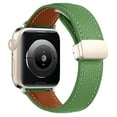 thumbnail image 2 of Lychee Pattern Genuine Leather Bands Magnetic Buckle Design Strap for Apple Watch Series 9/8/7/6/5/4/3/2/1/SE/Ultra 1/Ultra 2 (42mm,44mm,45mm,49mm),Green, 2 of 4