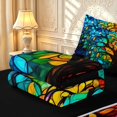 thumbnail image 6 of Homewish Watercolor Tree Of Life Zipper Twin Comforter Sets with Fitted Sheet and 2 Pillowcases,Colorful Boho Glass Zipper Bedding Set,Black Reversible,4pcs, 6 of 8
