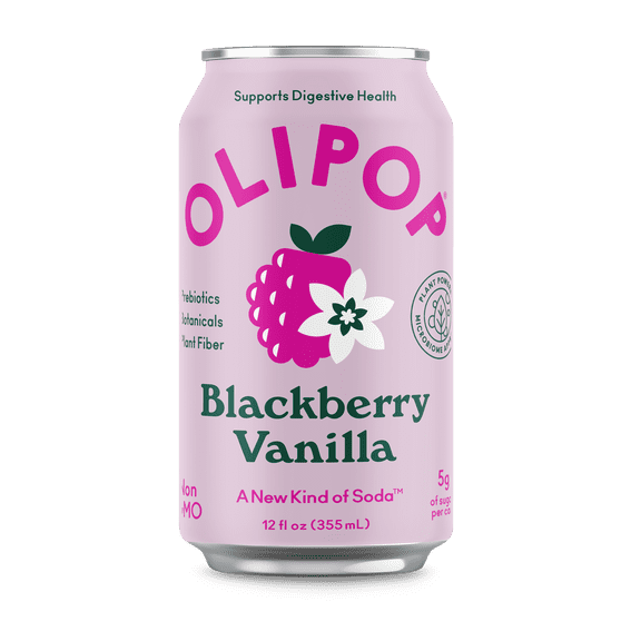 Olipop Prebiotic Soda, Blackberry Vanilla, 12 fl oz, Refrigerated