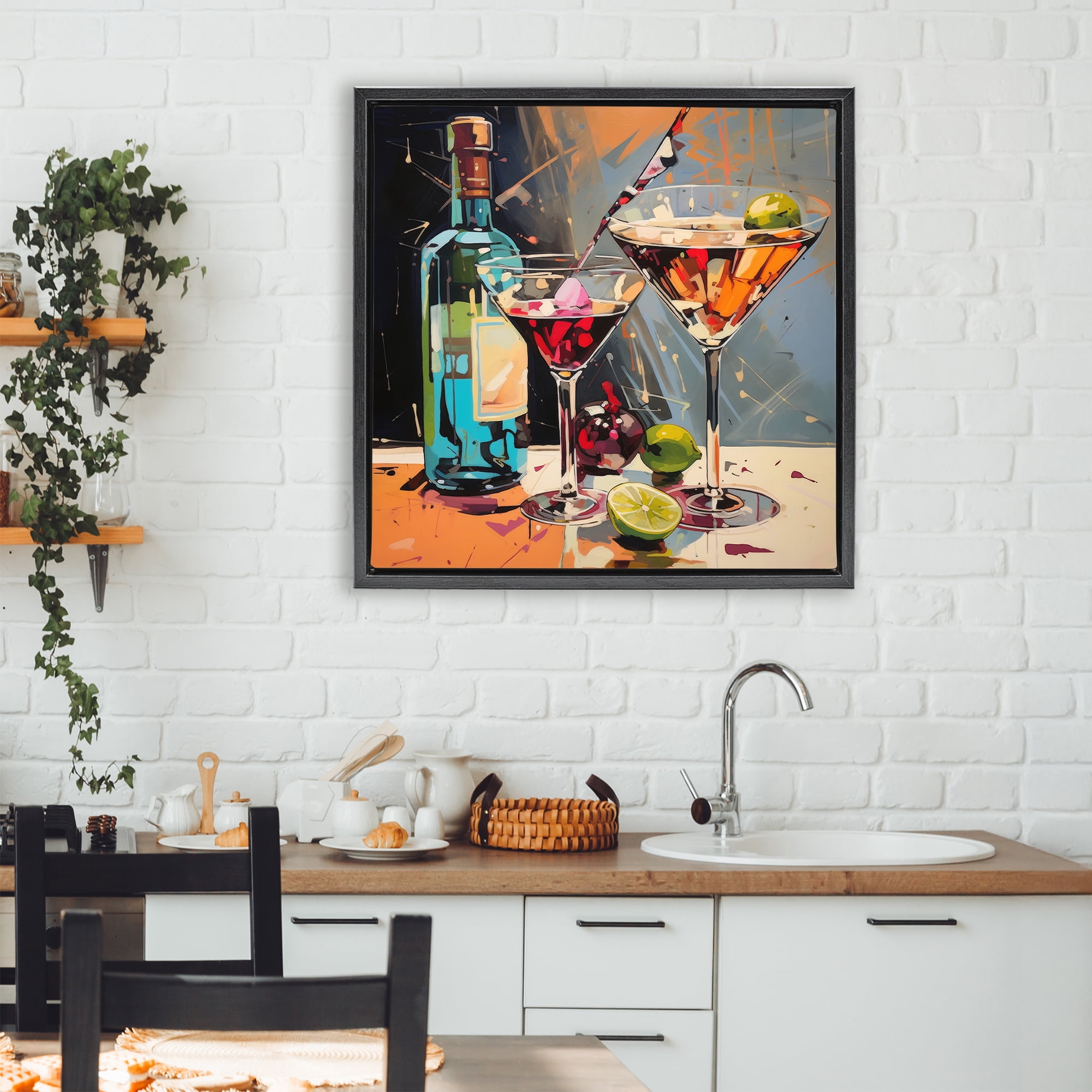 Stupell Industries Every Sip of Martini Night Black Framed Floater Canvas Wall Art, design by Lazar Studio