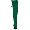 thumbnail image 2 of BLISSFUL STEP Women's Over Knee High Boots Stiletto Heels Pointed Toe Faux Suede Boots Green 8, 2 of 6