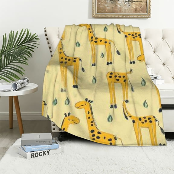 BCIIG Giraffe Blanket Gift   Cute Throw Blanket for Kids, Boys & Girls - Yellow Soft Fuzzy Funny Animals Blankets for Bed, Couch & Travel 40x50in