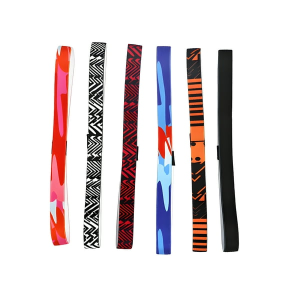 TELOLY 6Pcs Sweat Band,Color Block Headbands,Non-Slip Silicone Design Head Bands for Women And Men