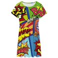 thumbnail image 3 of Colorful Comic Book Panels Dress Fashion Beach Short Sleeve Dresses Female Party Printed Sundress, 3 of 7